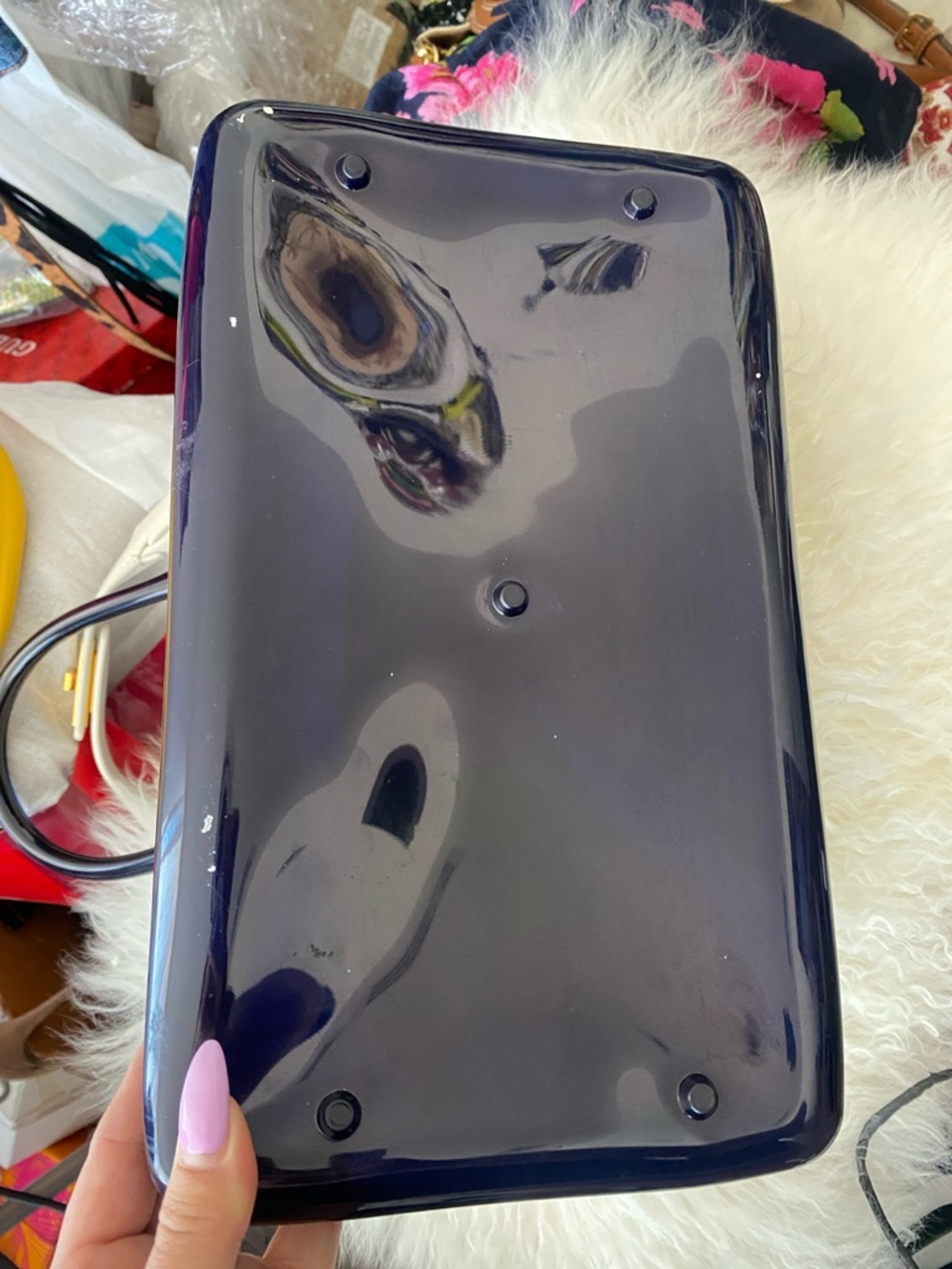 FURLA Candy Bag Glossy Patent Satchel in Navy Blue 💙 - Picture 10 of 13
